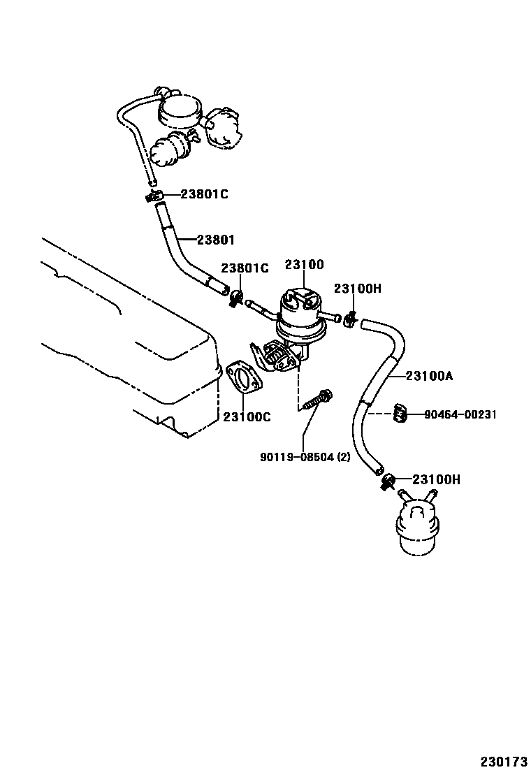 Toyota COROLLA 燃油泵和燃油管 EPC diagram — 230173