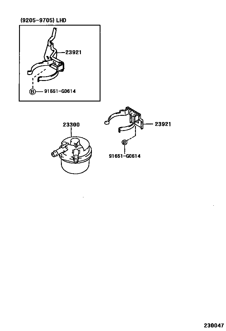 Toyota COROLLA fuel filter EPC diagram — 230047