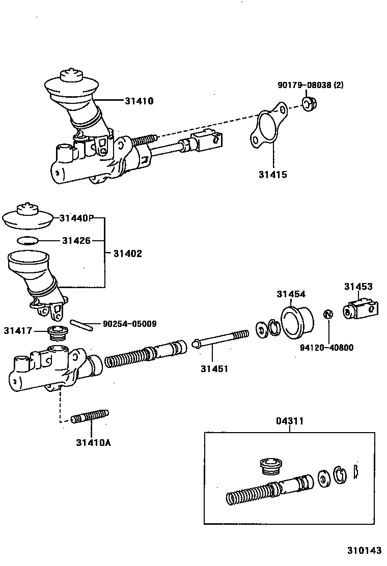 Toyota COROLLA 离合器总泵 EPC diagram — 310143