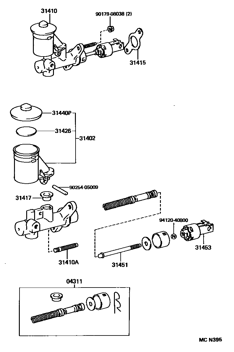 Toyota COROLLA 离合器总泵 EPC diagram — MCN395