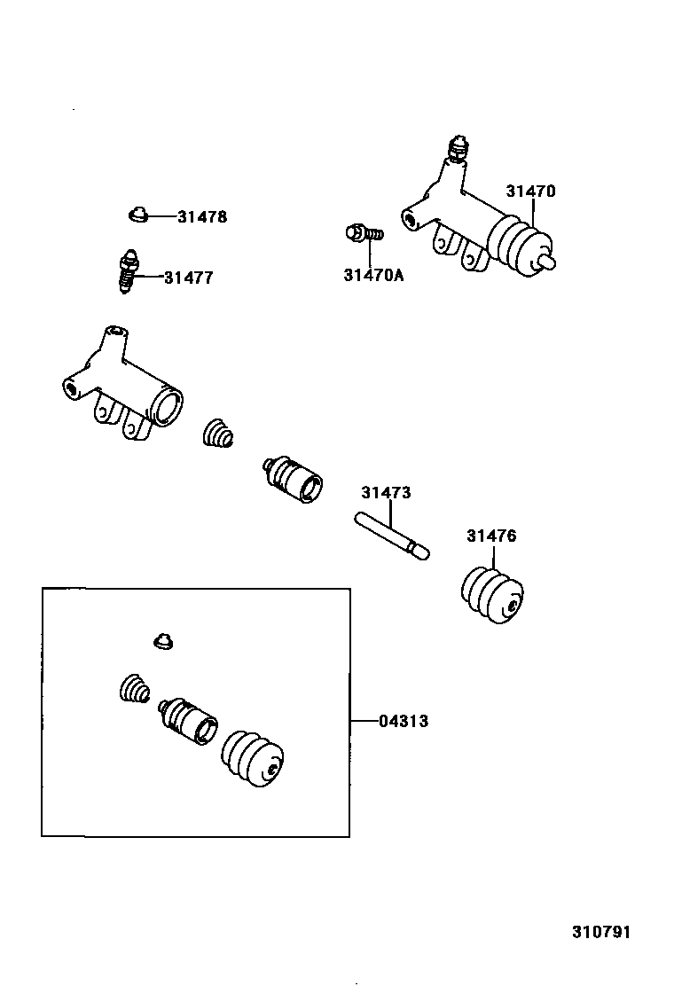 Toyota COROLLA 离合器分离缸 EPC diagram — 310791