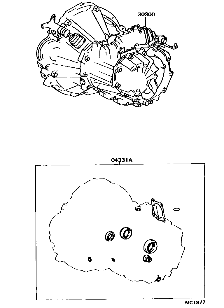 Toyota COROLLA 传动桥或变速器总成和衬垫组件(MTM) EPC diagram — MCL977