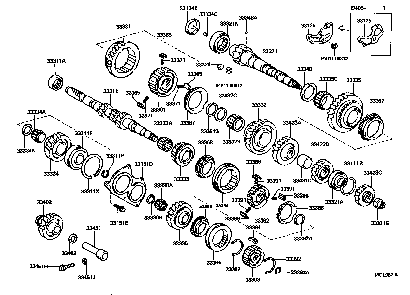 Toyota COROLLA 变速器齿轮(MTM) EPC diagram — MCL982A