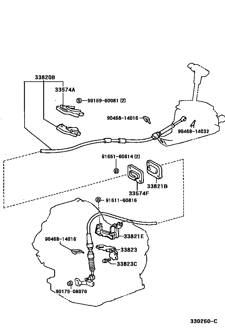 Toyota COROLLA Shift Lever & Retainer EPC diagram — 330260C