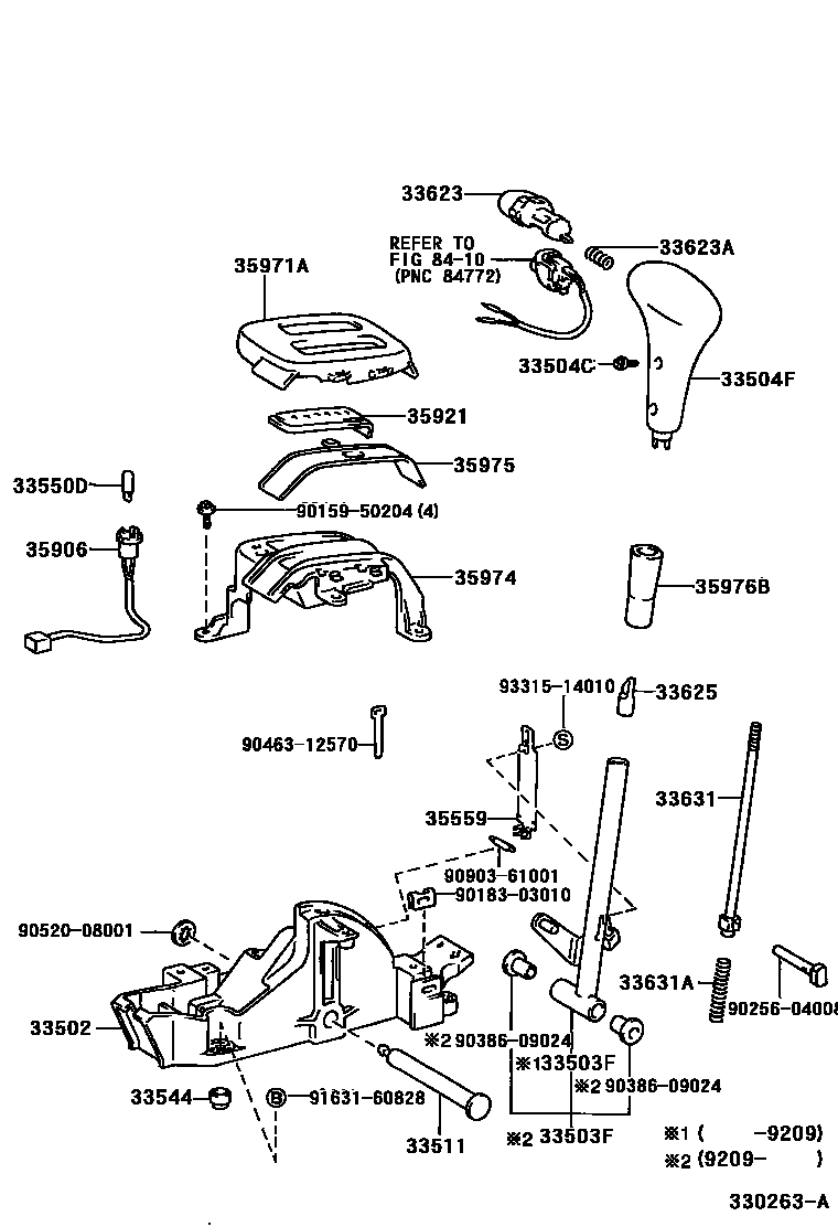 Toyota COROLLA Shift Lever & Retainer EPC diagram — 330263A