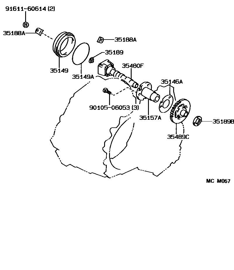 Toyota COROLLA 后油泵和调速器(ATM) EPC diagram — MCM057