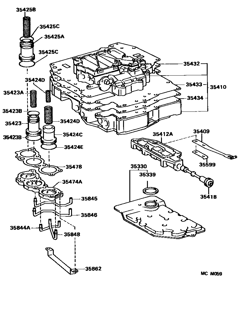 Toyota COROLLA 阀体和滤油网(ATM) EPC diagram — MCM059