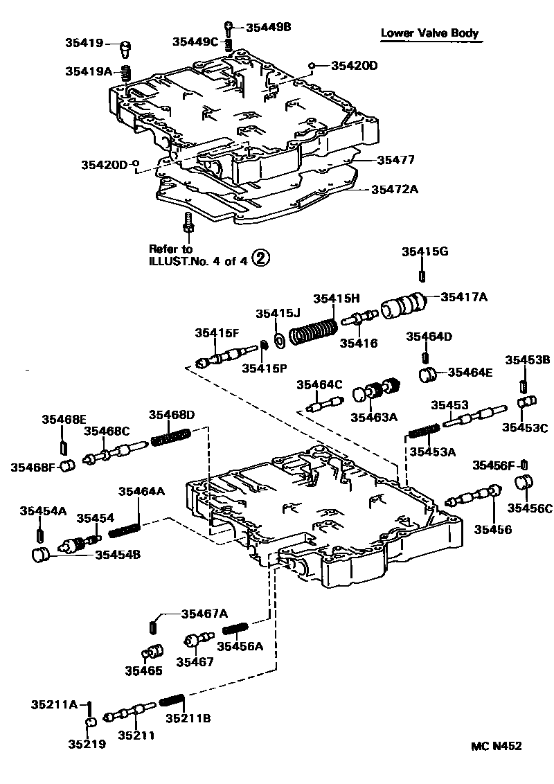Toyota COROLLA 阀体和滤油网(ATM) EPC diagram — MCN452