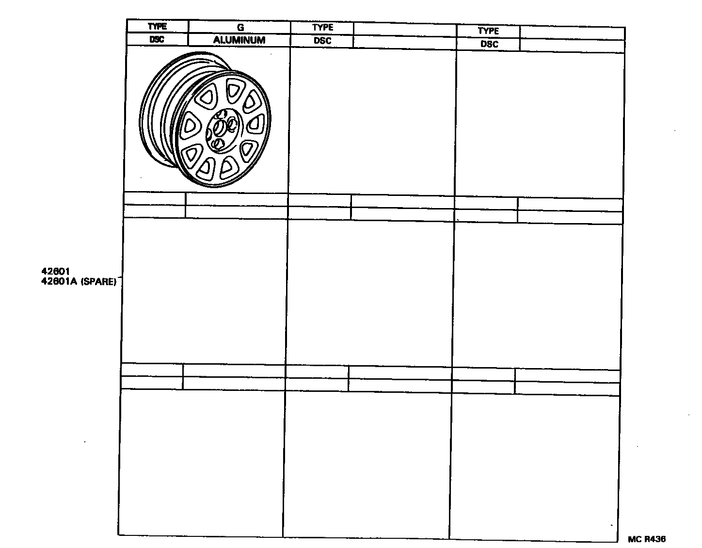 Toyota COROLLA 车轮和车轮盖 EPC diagram — MCR436