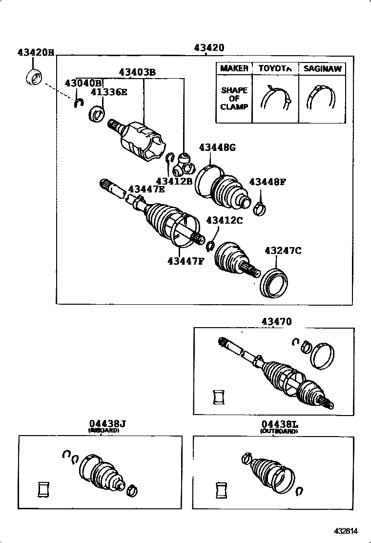 Toyota COROLLA Front Drive Shaft EPC diagram — 432814