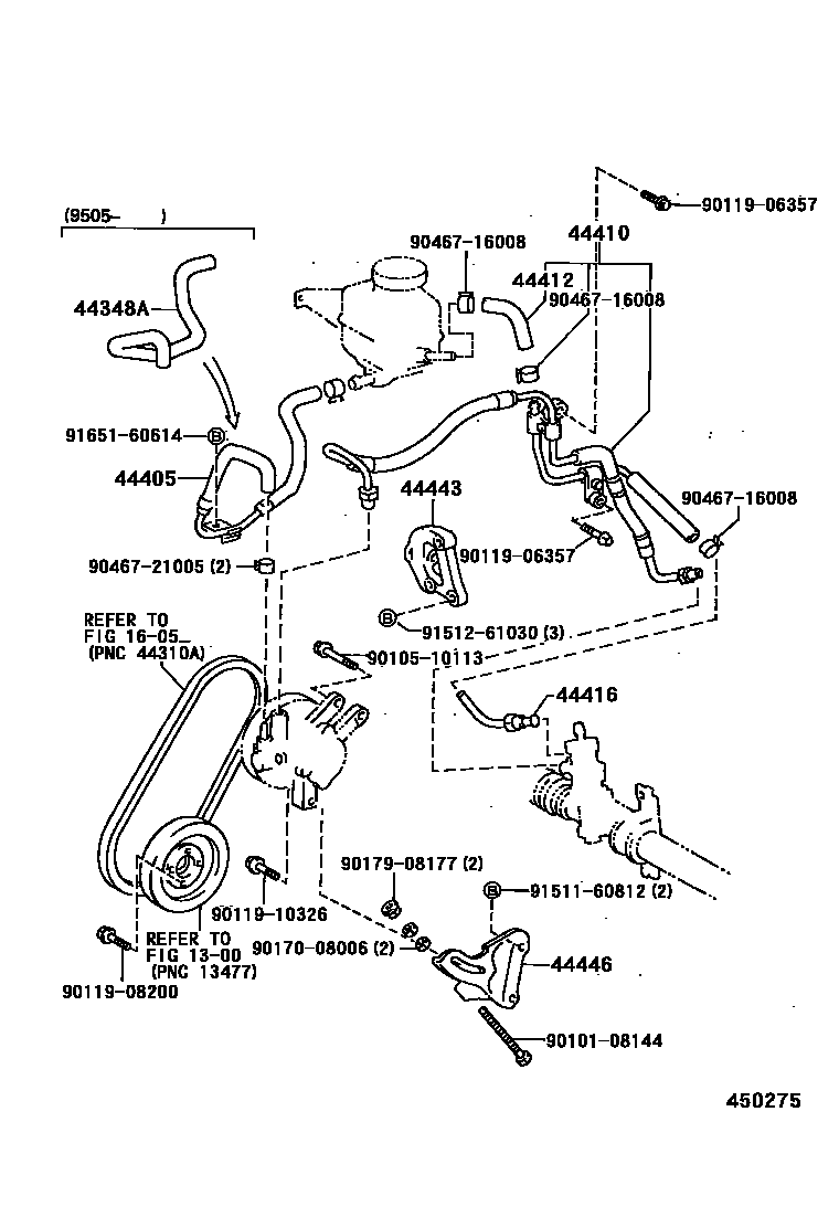Toyota COROLLA 动力转向配管 EPC diagram — 450275
