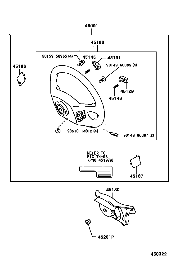 Toyota COROLLA Steering Wheel EPC diagram — 450322