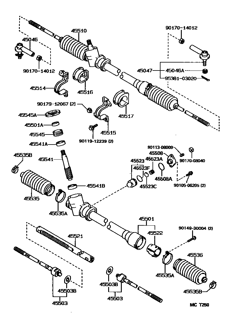 Toyota COROLLA 前转向齿轮和连杆 EPC diagram — MCT250