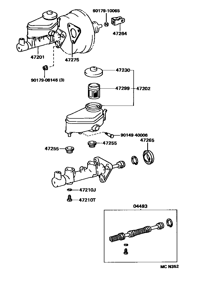 Toyota COROLLA 制动总泵 EPC diagram — MCN352