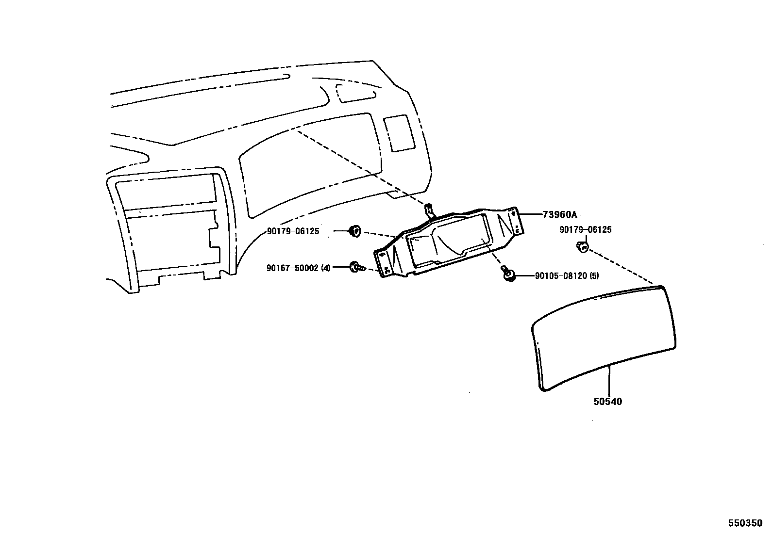 Toyota COROLLA 仪表板和手套箱 EPC diagram — 550350