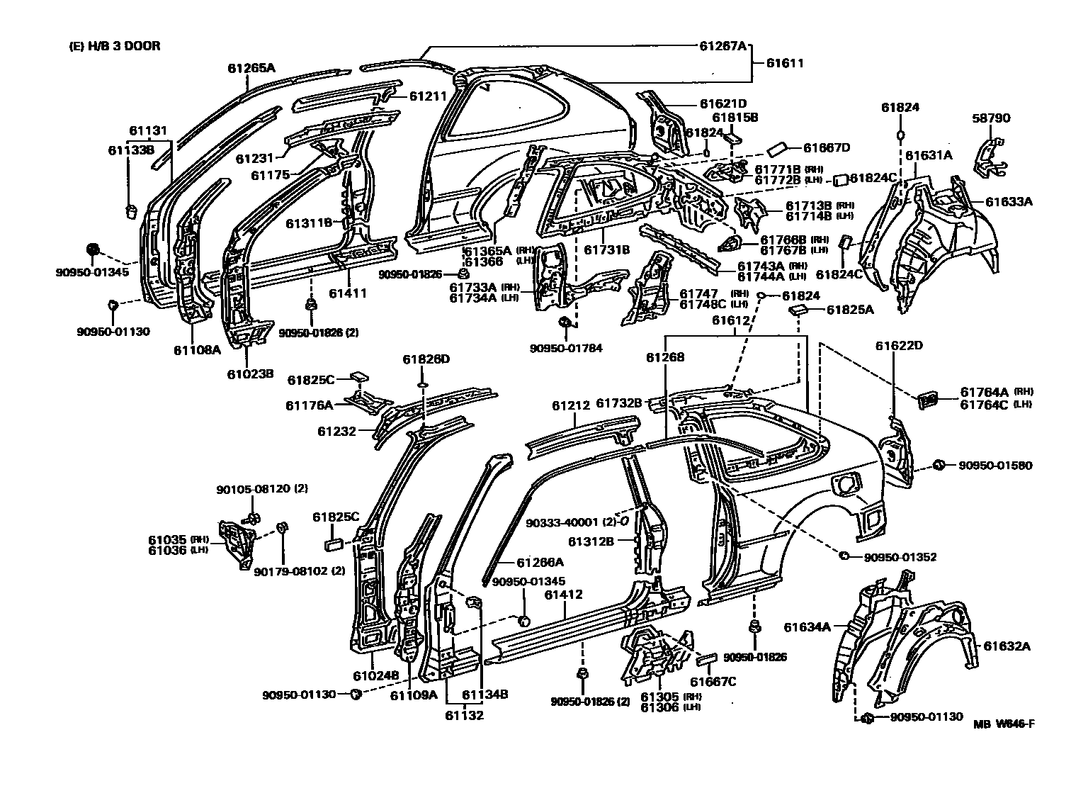 Toyota COROLLA 侧梁 EPC diagram — MBW646F