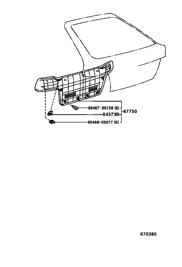 Toyota COROLLA 背门板和背门玻璃 EPC diagram — 670385