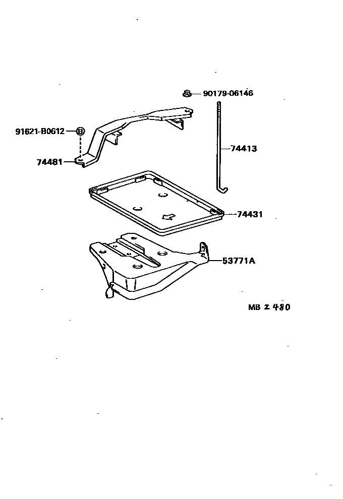 Toyota COROLLA battery holder EPC diagram — MBZ480