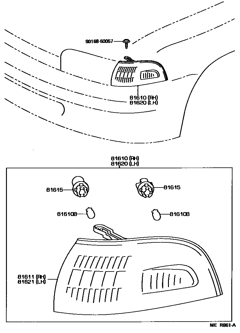 Toyota COROLLA 前示宽灯 EPC diagram — MER861A