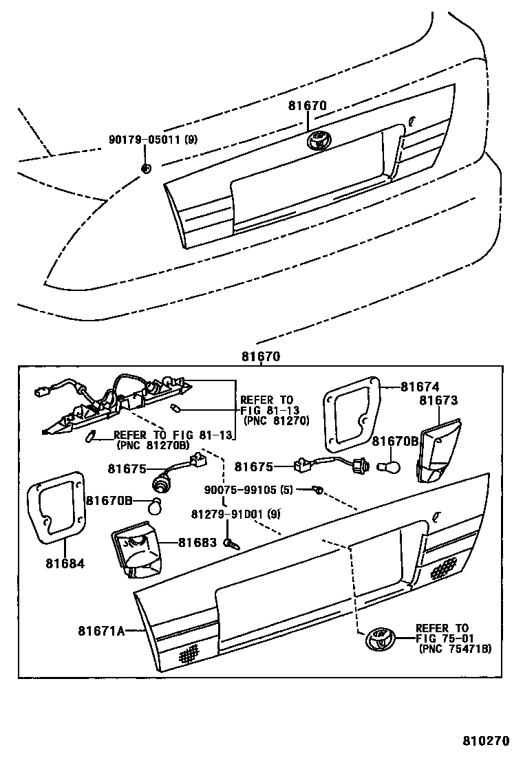 Toyota COROLLA 倒车灯 EPC diagram — 810270