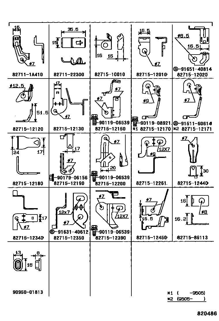 Toyota COROLLA 线束和卡夹 EPC diagram — 820486