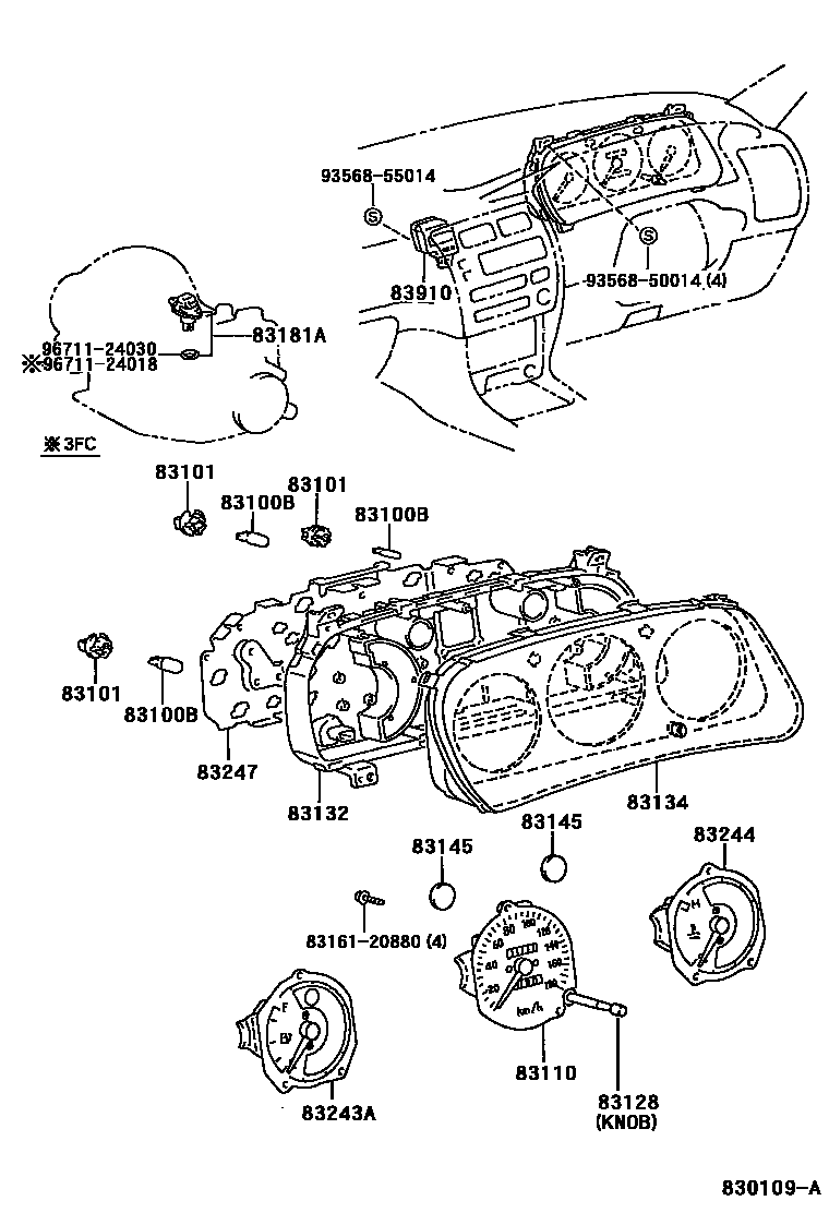 Toyota COROLLA 仪表 EPC diagram — 830109A