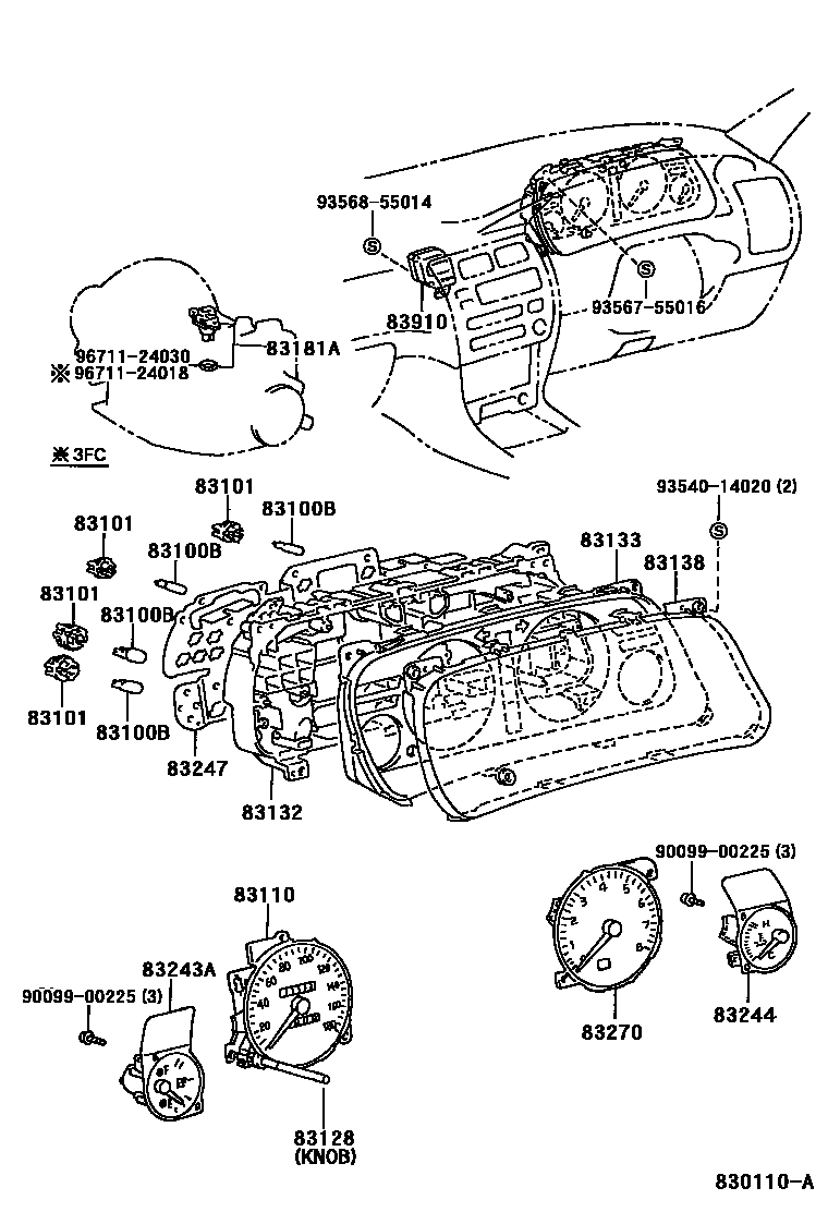 Toyota COROLLA 仪表 EPC diagram — 830110A