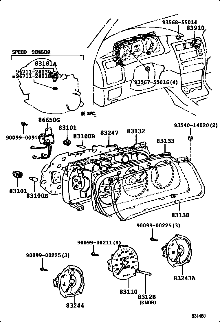 Toyota COROLLA 仪表 EPC diagram — 831468