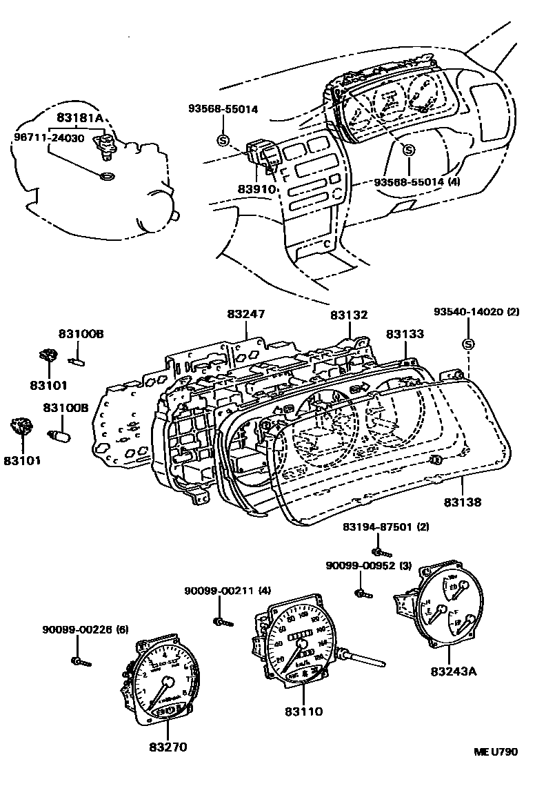 Toyota COROLLA 仪表 EPC diagram — MEU790
