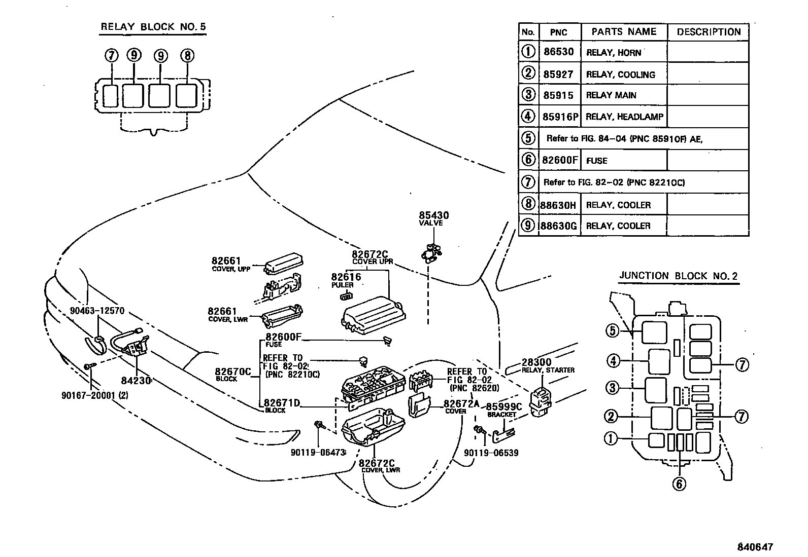 Toyota COROLLA 开关和继电器和ECU EPC diagram — 840647