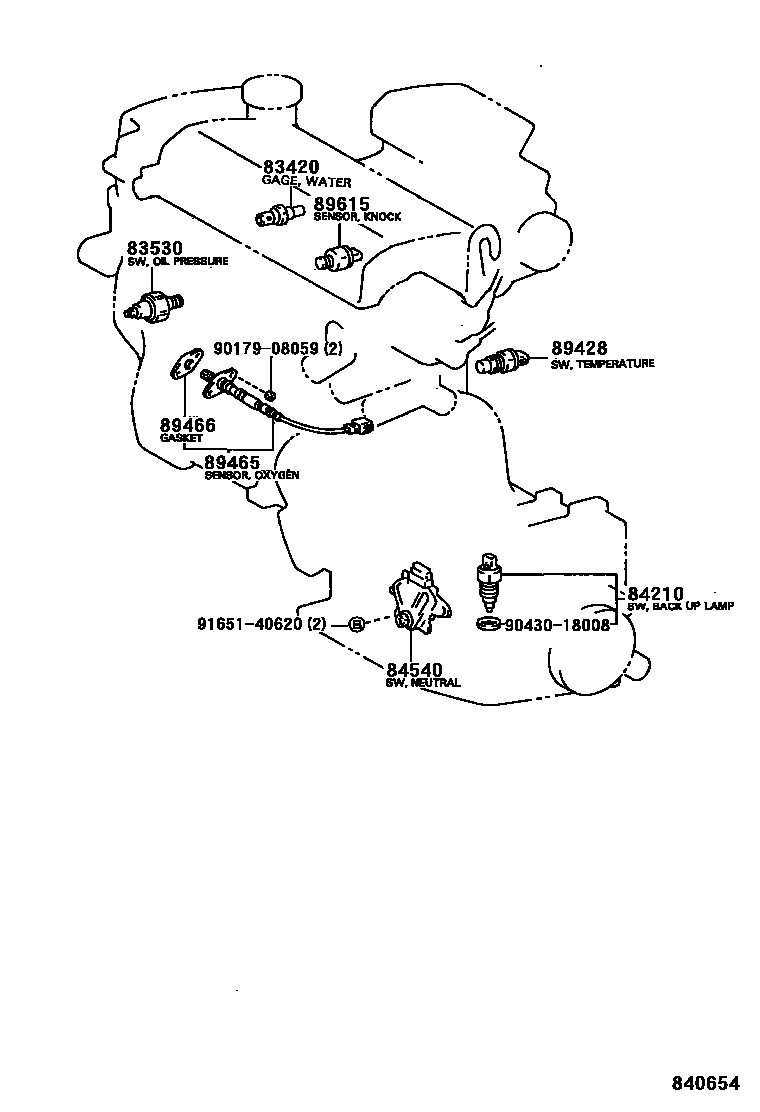 Toyota COROLLA 开关和继电器和ECU EPC diagram — 840654