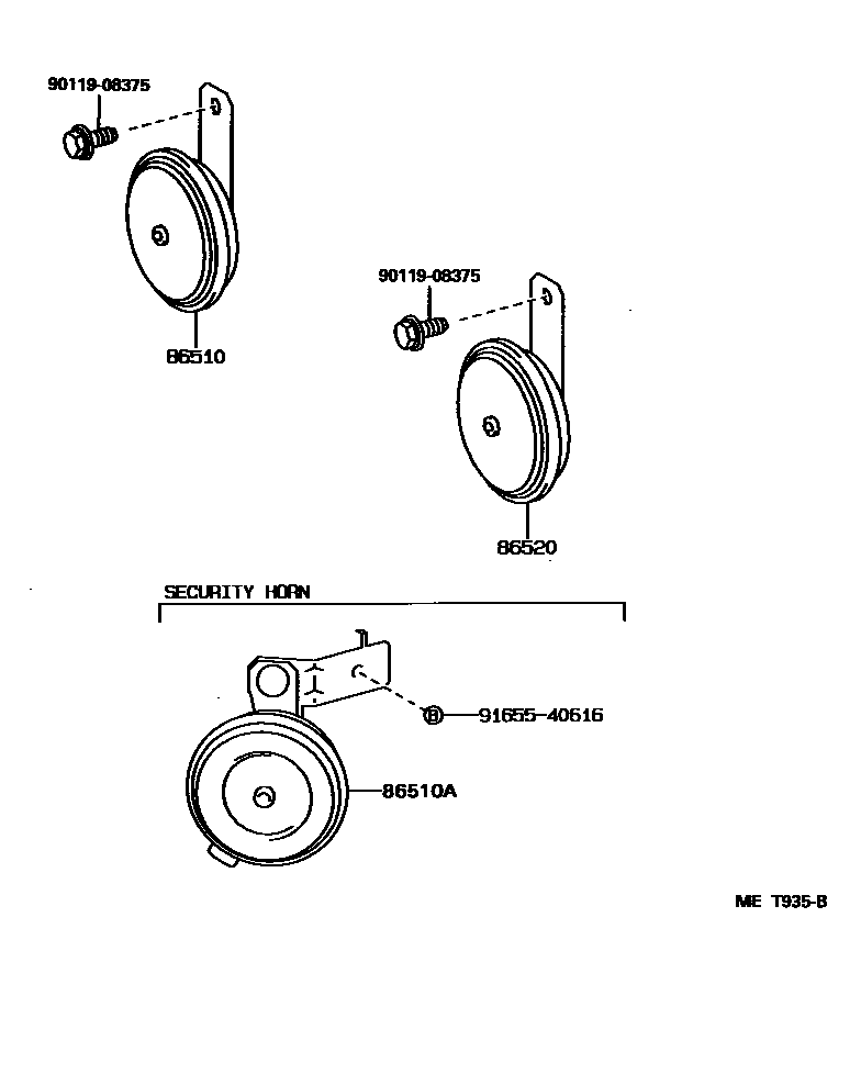 Toyota COROLLA 喇叭 EPC diagram — MET935B