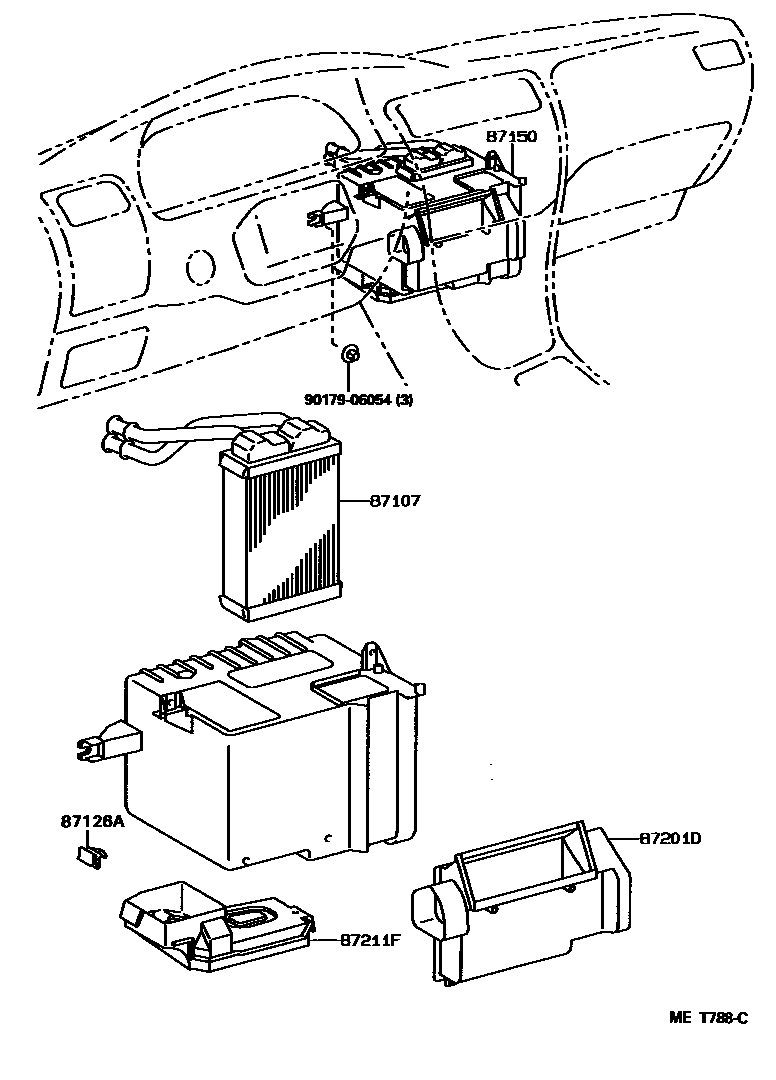 Toyota COROLLA 暖风和空调系统 - 加热装置和鼓风机 EPC diagram — MET788C