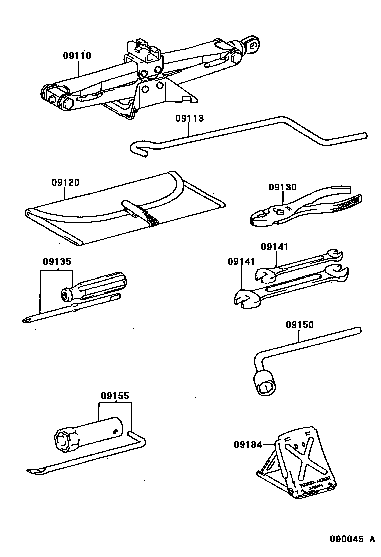 Toyota COROLLA Standard Tools EPC diagram — 090045A