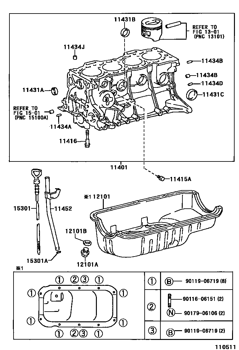 Toyota COROLLA Cylinder Block EPC diagram — 110511