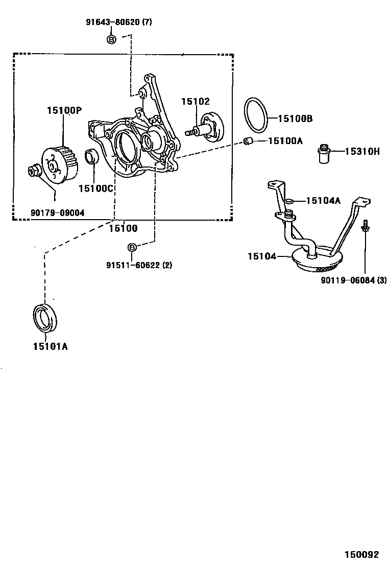 Toyota COROLLA Engine Oil Pump EPC diagram — 150092