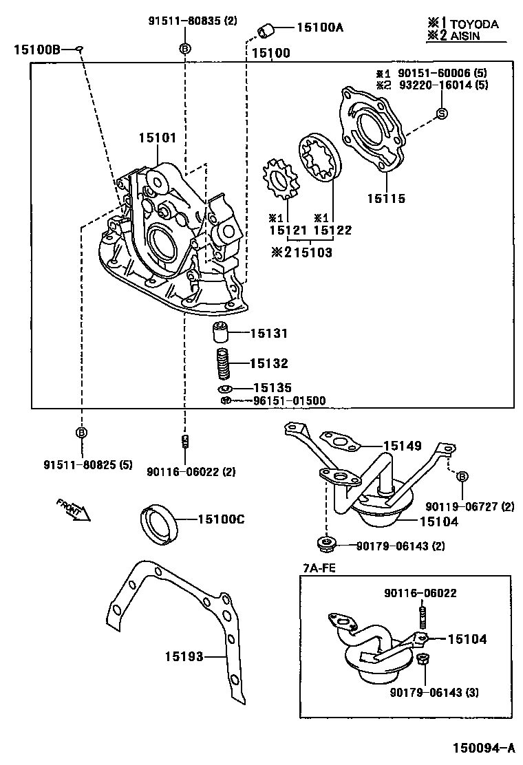 Toyota COROLLA Engine Oil Pump EPC diagram — 150094A
