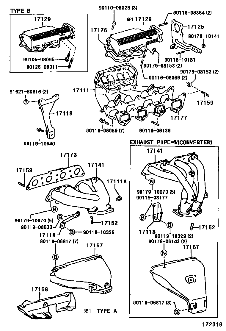 Toyota COROLLA Manifold EPC diagram — 172319