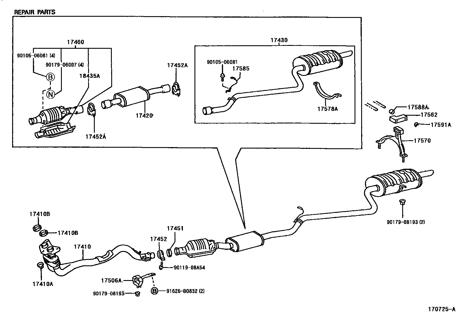 Toyota COROLLA Exhaust Pipe EPC diagram — 170725A