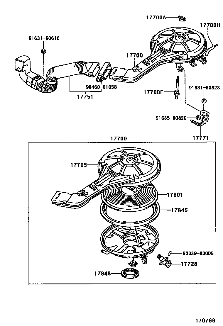 Toyota COROLLA Air Cleaner EPC diagram — 170769