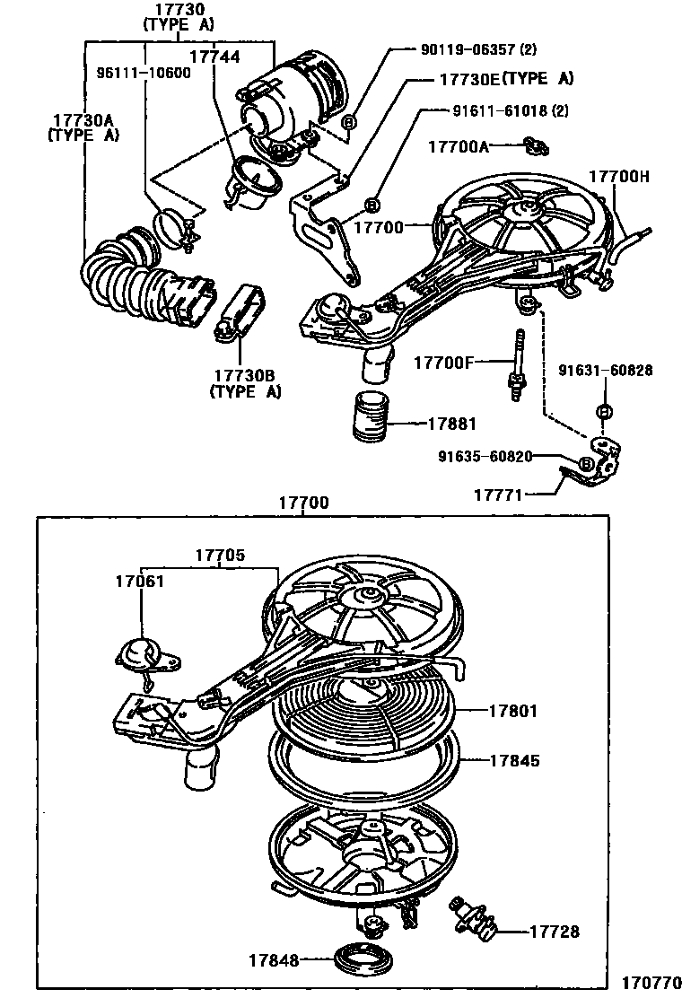 Toyota COROLLA Air Cleaner EPC diagram — 170770