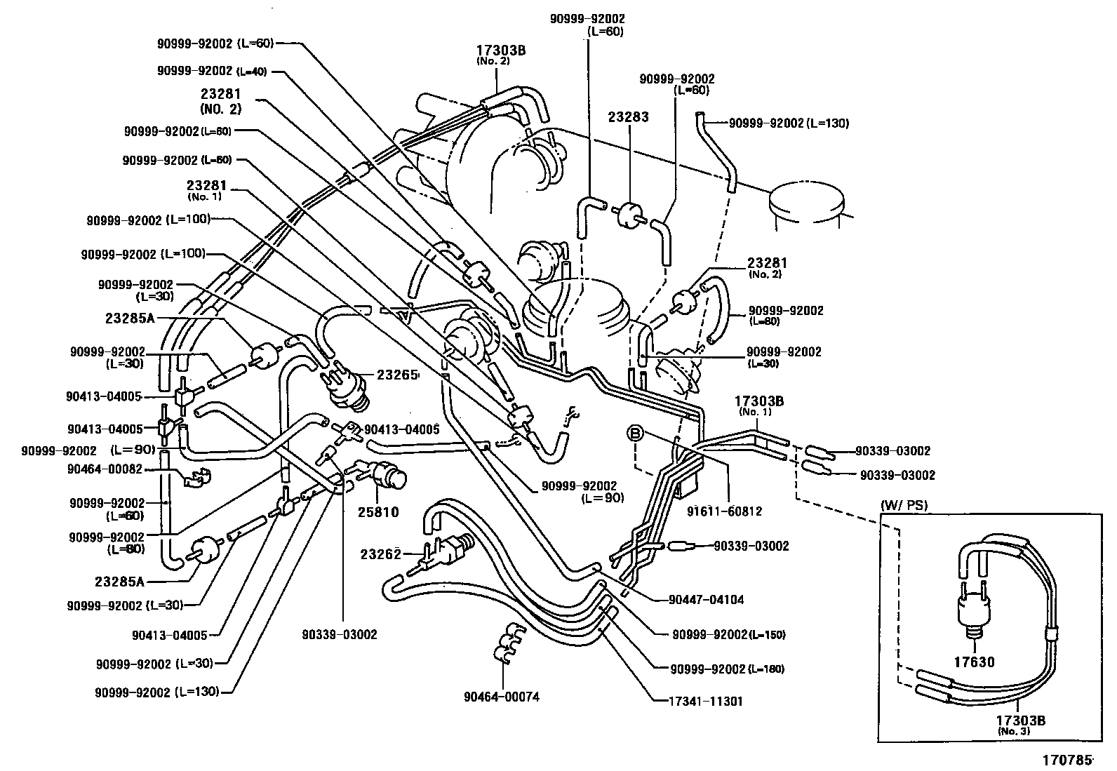 Toyota COROLLA vacuum tube EPC diagram — 170785