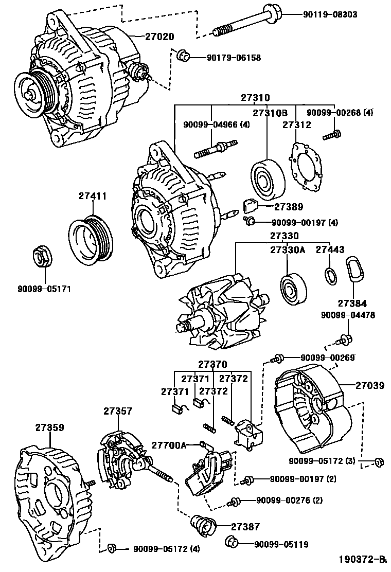 Toyota COROLLA Alternator EPC diagram — 190372B