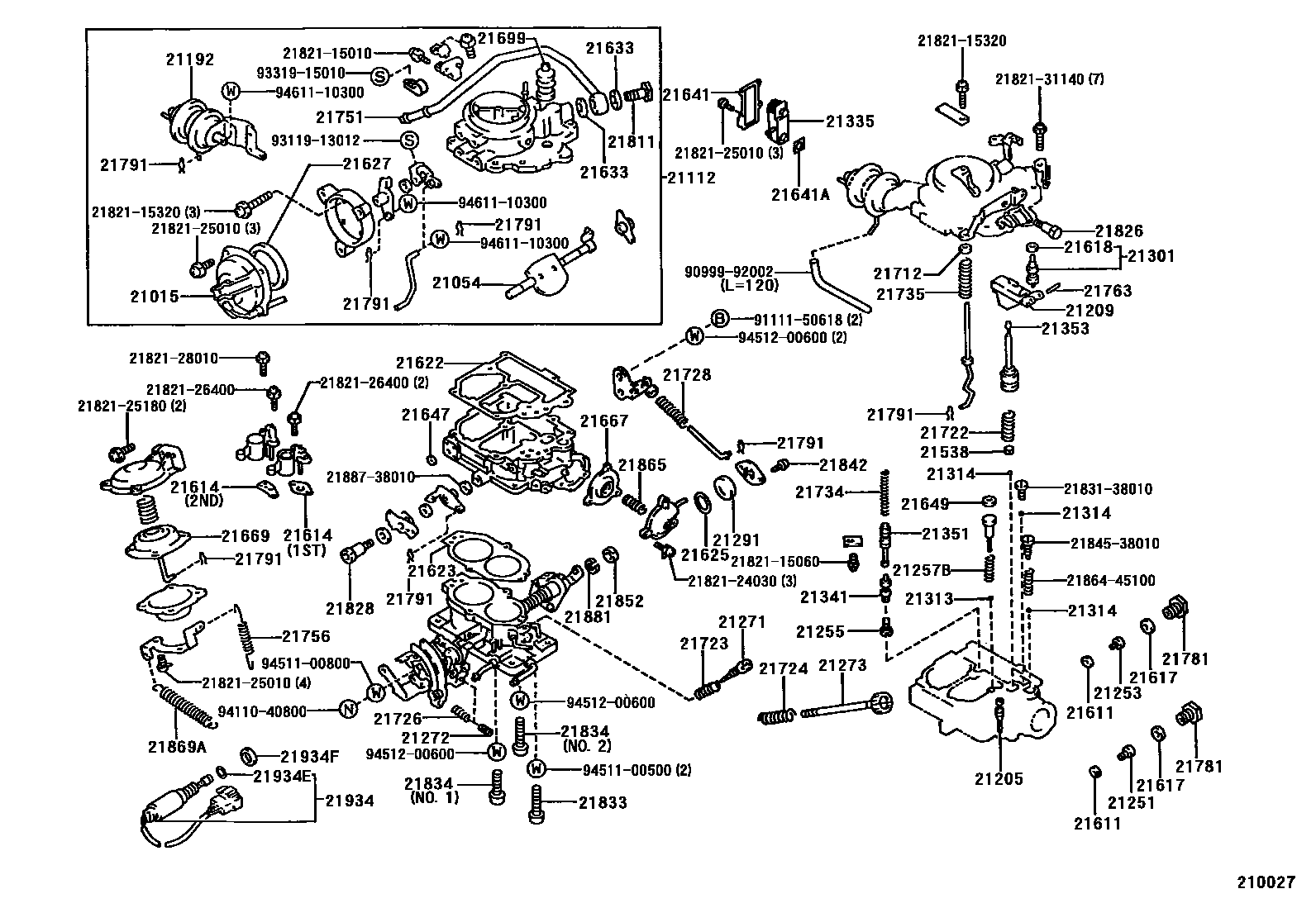 Toyota COROLLA 化油器 EPC diagram — 210027