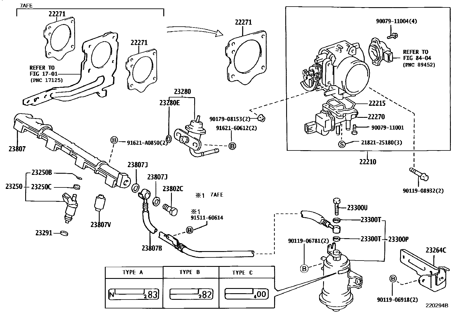 Toyota COROLLA 燃油喷射系统 EPC diagram — 220294B