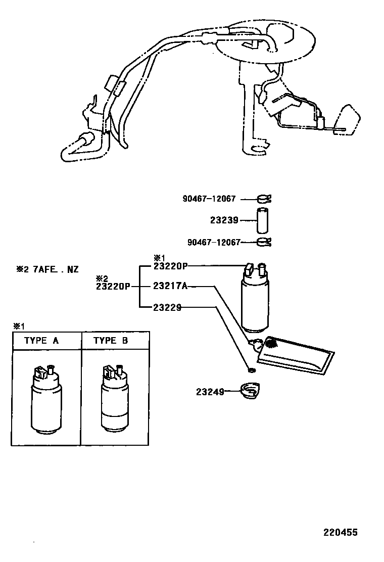Toyota COROLLA 燃油喷射系统 EPC diagram — 220455