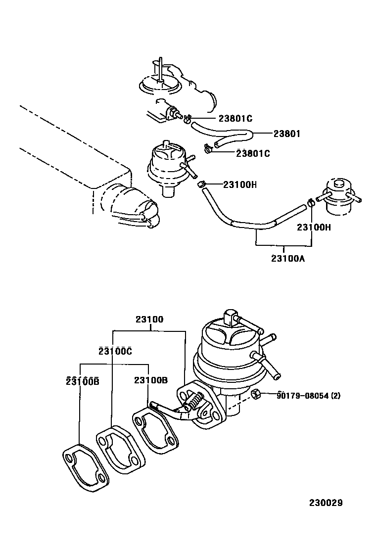 Toyota COROLLA 燃油泵和燃油管 EPC diagram — 230029