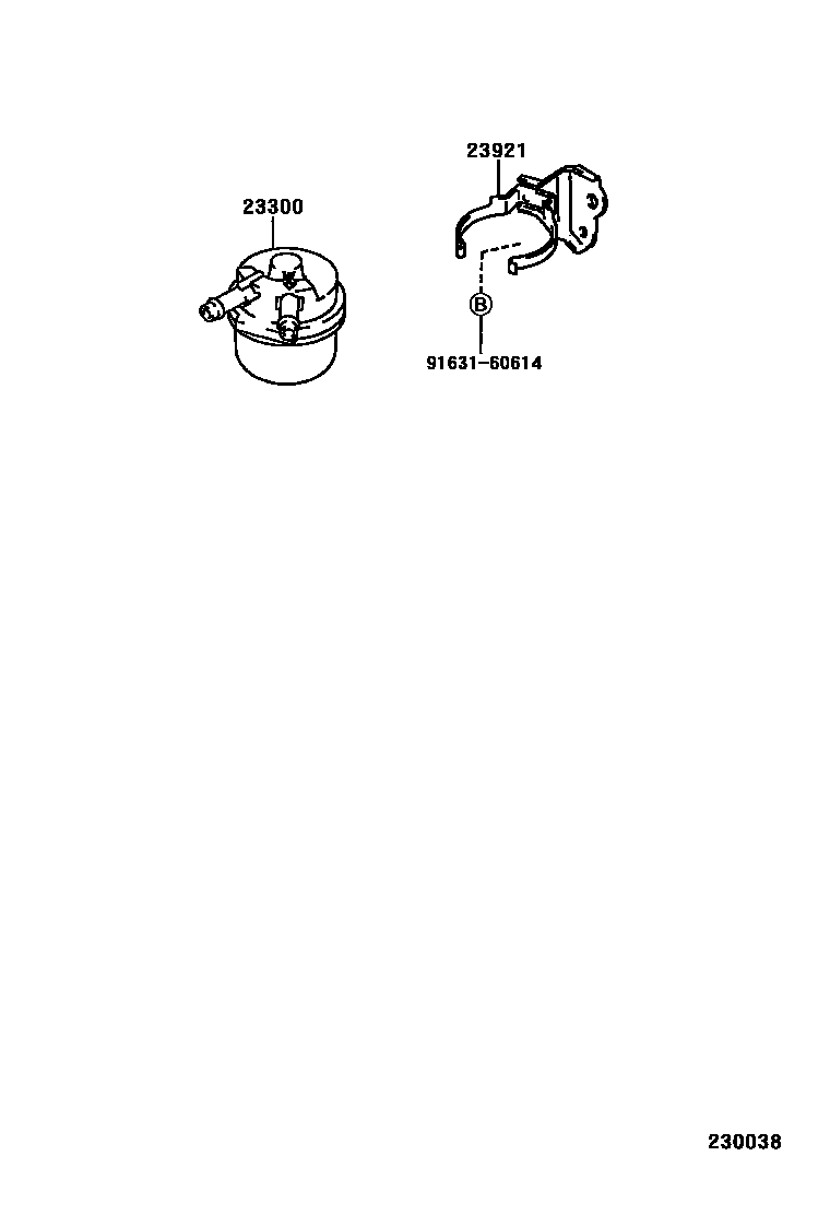 Toyota COROLLA fuel filter EPC diagram — 230038