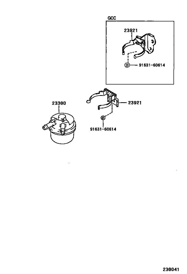 Toyota COROLLA fuel filter EPC diagram — 230041