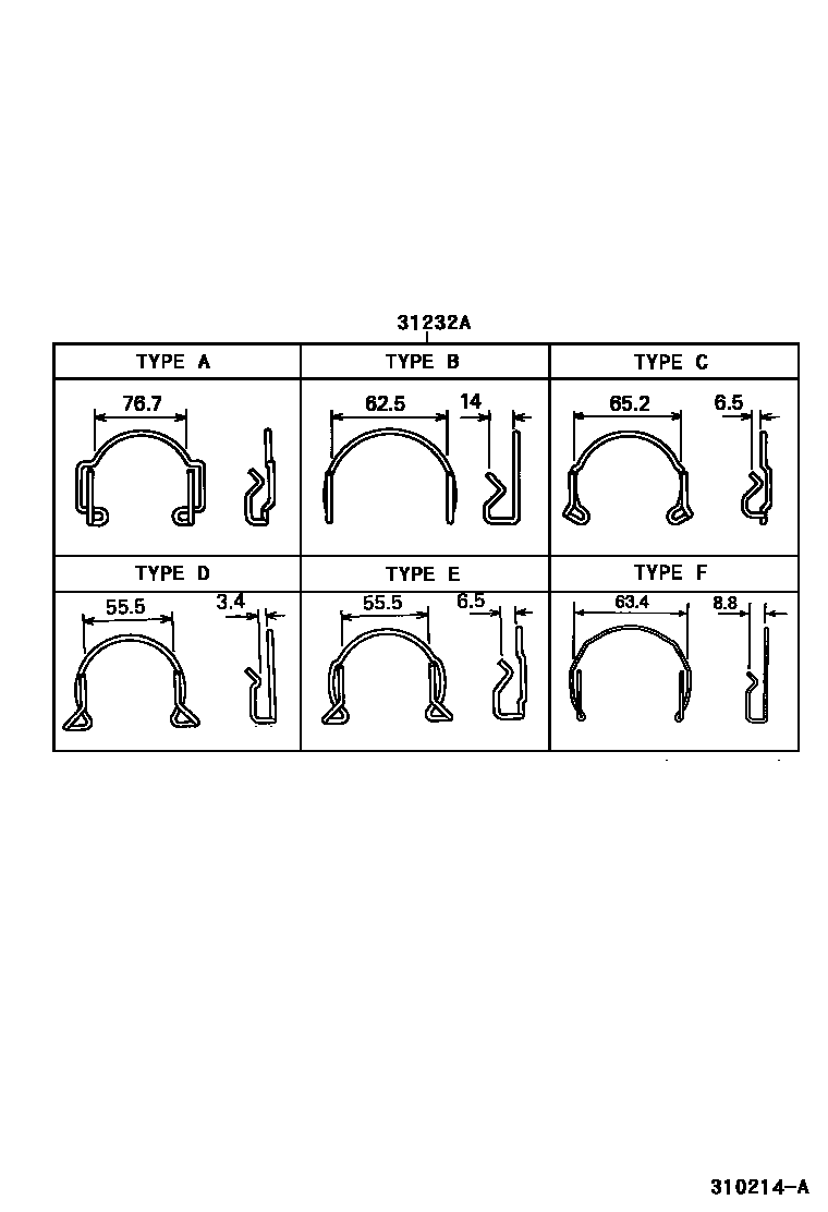 Toyota COROLLA 离合器和分离叉 EPC diagram — 310214A